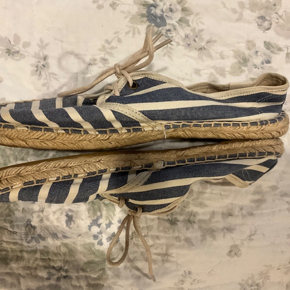 Soludos Blue White Stripe Original Classic Espadrilles Lace Tie Up Size 9 - Picture 4 of 10